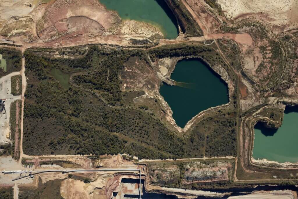 maned aircraft image of a quarry in south texas