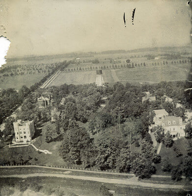 old aerial image taken from a kite