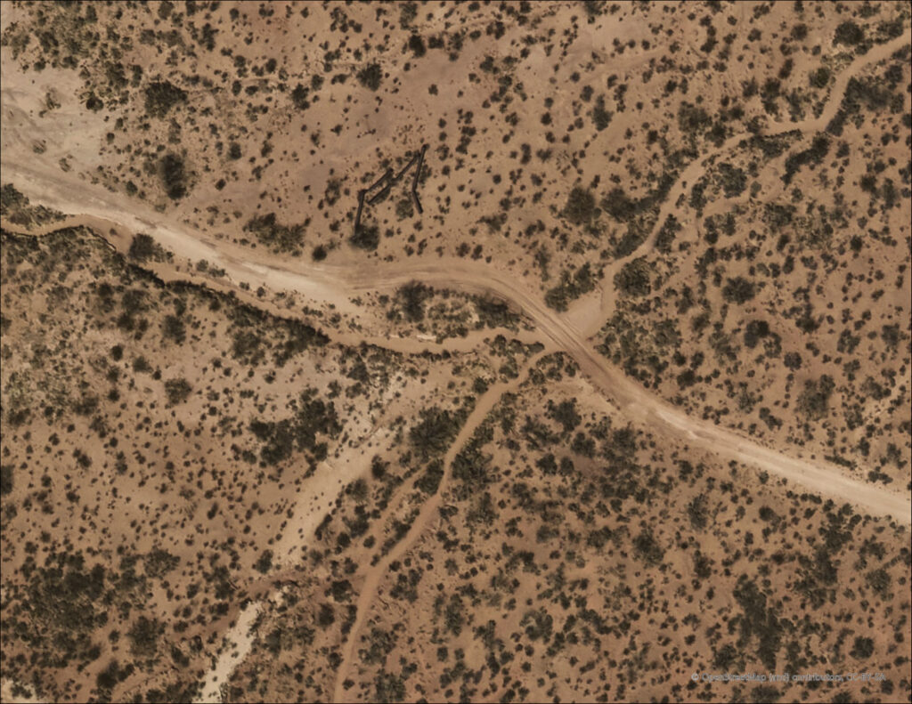 Aerial Orthophotography showing a washed out road to the drilling site